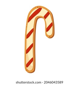 Christmas lollipop isolated on white background. Christmas gingerbread cookie. Winter holiday food. Happy new year. Merry Christmas holiday. Vector illustration.