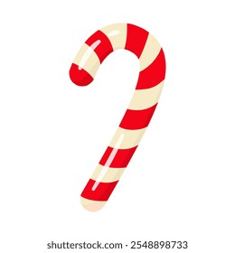 Christmas lollipop. New Year's Candy cane.
Isolated flat vector illustration. Merry Christmas