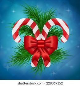 Christmas lollipop with ribbon vector illustration