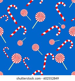 Christmas lollipop seamless pattern, banner, poster design template, vector illustration