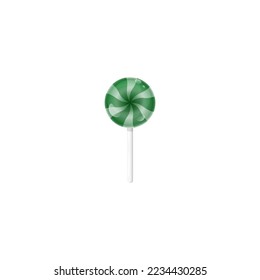 Christmas lollipop white and green peppermint stripped candy