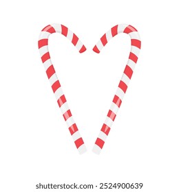 Christmas lollipops. White and red striped candy in the shape of a stick. Vector illustration