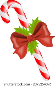 Christmas lollypop cane, isolated on white background