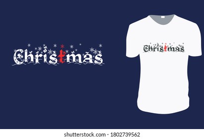 Christmas Love For Christian The Cross T Shirt – Custom Graphic Tee. Christmas Gift Idea, Christmas T-Shirt, Christmas Vector graphic for t shirt, Vector graphic, typographic poster or t-shirt.