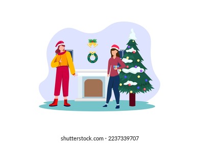 Christmas with Loved Ones Flat Design