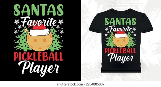 Christmas Lover Funny Pickleball Player Sports Pickleball Retro Vintage Pickleball T-shirt Design