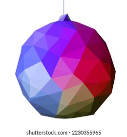 Nochebuena Boca geométrica con triángulos, juguete de Navidad geométrico. Clíparte aislada, objeto Año nuevo, forma poligonal