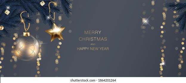 Christmas Luxury 3D Christmas and happy season greeting background. winter and happy new year  celebration card and template vector.