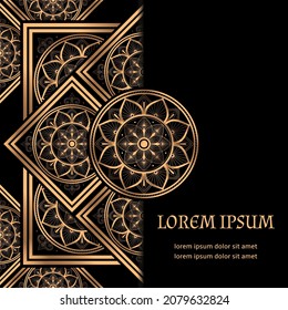 Christmas Luxury background vector. Arabesque golden art deco royal pattern. Premium vintage holiday design for New Year greeting card, Ramadan, beauty spa, indian wedding, anniversary menu, flyer.