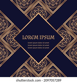 Christmas Luxury background vector. Arabesque golden art deco royal pattern. Elegant flowers design for indian wedding, New Year greeting card, Ramadan, beauty spa, anniversary menu, vintage flyer.