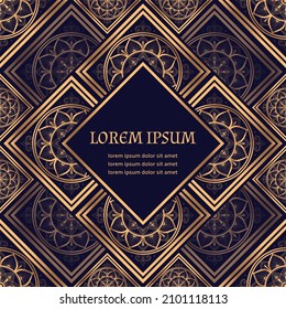 Christmas Luxury background vector. Arabesque golden art deco royal pattern. Baroque design for New Year greeting card, Ramadan, beauty spa, wedding, anniversary, menu, cover, flyer.