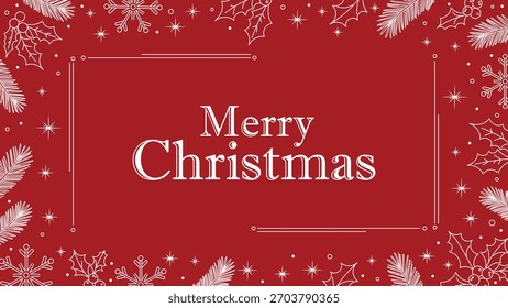 Weihnachten Luxus roten Hintergrund Vektorvorlage, nahtloses Muster Grußkarte Weihnachten Header-Design, Holly, Kiefer Zweige, und Schneeflocke Dekoration für den Winterurlaub.