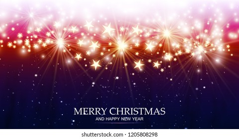 Christmas Magic Background With Light And Stars Vector