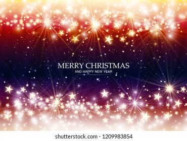 Christmas Magic Background With Light And Stars Vector