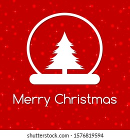 Christmas magic ball concept on red background with highlights. Festive Christmas card.
