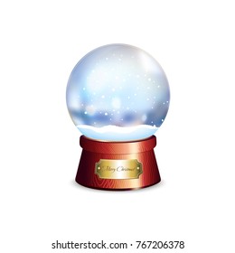 Christmas magic ball with snow.