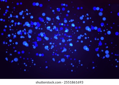 Christmas magic blue lights.Bokeh effect.Abstract dark glitter fire blue light particles.Vector.