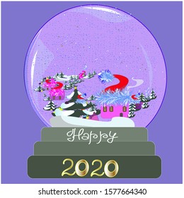 Christmas  magic blue snow globe 