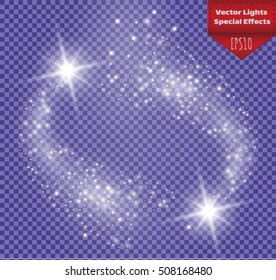 Christmas Magic Glittering Light. Shining Swirl Light. Vector Illustration.