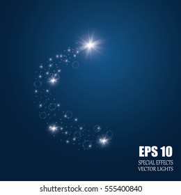 Christmas Magic Glittering Light. Shining Swirl Light. Vector Illustration.