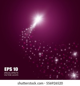 Christmas Magic Glittering Light. Shining Swirl Light. Vector Illustration.