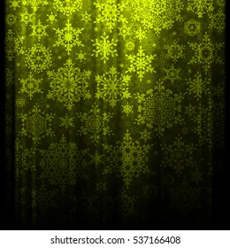 Christmas magic night green background with snowflakes. EPS 10 vector file included