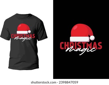 Christmas Magic Santa Hat Tshirt Design 