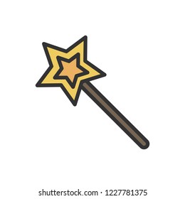 Christmas magic wand decoration line icon