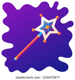 Christmas magic wand gradient flat icon with fluid background.