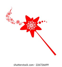 Christmas Magic wand isolated on White background. Vector illustration 