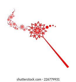 Christmas Magic wand isolated on White background. Vector illustration 