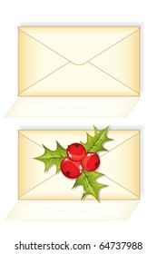 	Christmas mail envelope letter, vector