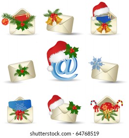 christmas mail icon set