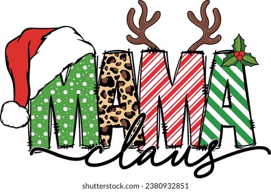 Navidad, Mama Claus, Navidad Retro, Sublimación de Navidad, Diseño de Sublimación, Mamá, Leopardo de Mama