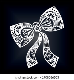 Christmas mandala Bow. Template for cutting machines. Clipart mandala for printing.