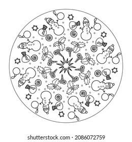Christmas Mandala Coloring Pages Line Art For Kids