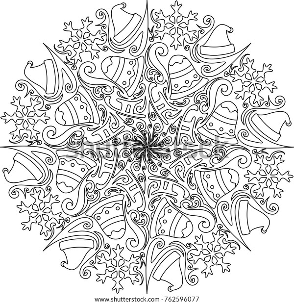 Download Christmas Mandala Decoration Coloring Book Page Stock ...