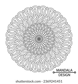 Christmas Mandala Design of Coloring Book Page for Adults. Easy Mandala Coloring Book Pages for Adults to Relax, Experiences Give Relief. Resizeable Vector File