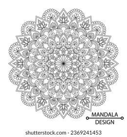 Christmas Mandala Design of Coloring Book Page. Easy Mandala Coloring Book Pages for Adults to Relax, Experiences Give Relief. Resizeable Vector File