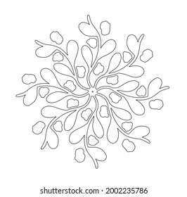 Christmas Mandala. Snowflake Mandala. Round Element For Coloring Book. Black Lines on White Background. Vector. Good idea for greeting cards, invitations, prints, textiles, tattoo.