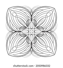 Weihnachten Mandala. Schneeflocken Mandala. Rundelement zum Färben des Buches. Schwarze Linien auf weißem Hintergrund. Vektorgrafik.