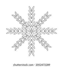 Christmas Mandala. Snowflake Mandala. Round Element For Coloring Book. Black Lines on White Background. Vector. Ethnic decorative elements. Islam, Arabic, Indian, ottoman motives