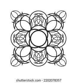 Mandala de Navidad. Mandala, copo de nieve. Elemento De Ronda Para El Libro De Colores. Líneas negras sobre fondo blanco. Vector.