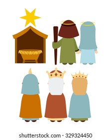 Christmas manger characters design, vector illustration eps10 graphic 