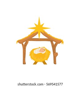 Christmas manger concept icon vector illustration graphic design