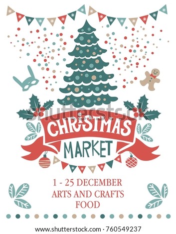 Christmas Market Fair Poster Template Christmas Stock Vector (Royalty