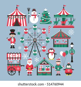 Christmas market and holiday fair elements for graphic and web design