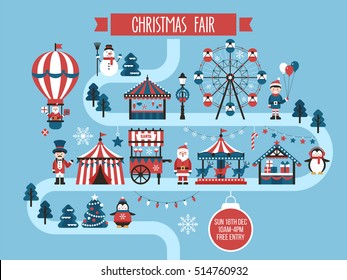 Christmas market and holiday fair poster design