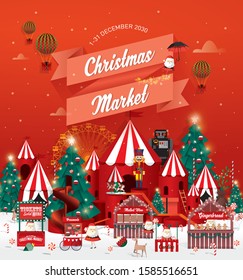 Christmas market poster. template vector/illustration.