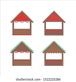 Christmas market. Set of classic European building. Vector illustrations.